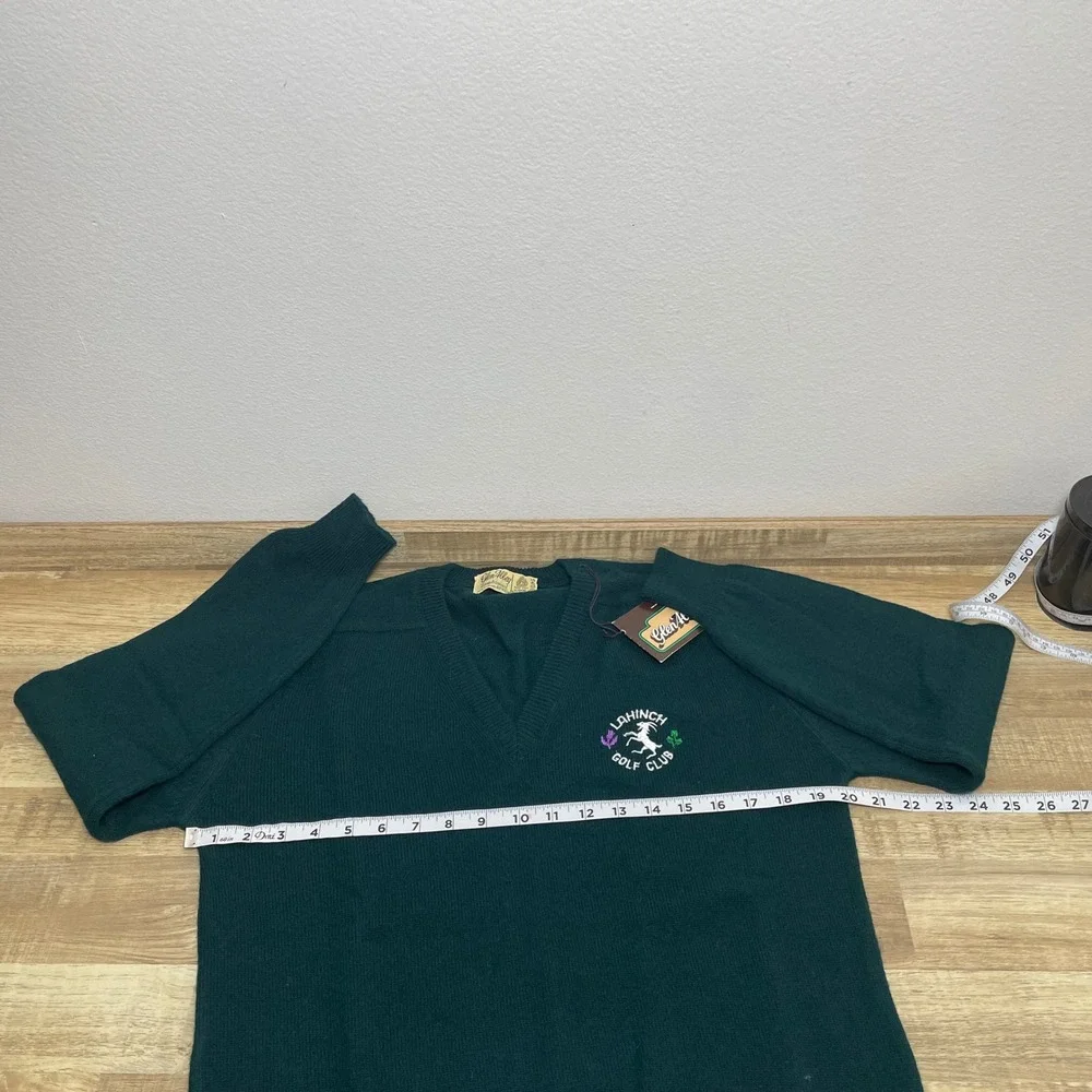 Glen Abbey Lambswool V-Neck Sweater Green Lahinch Golf Club Ireland Men 40 Large